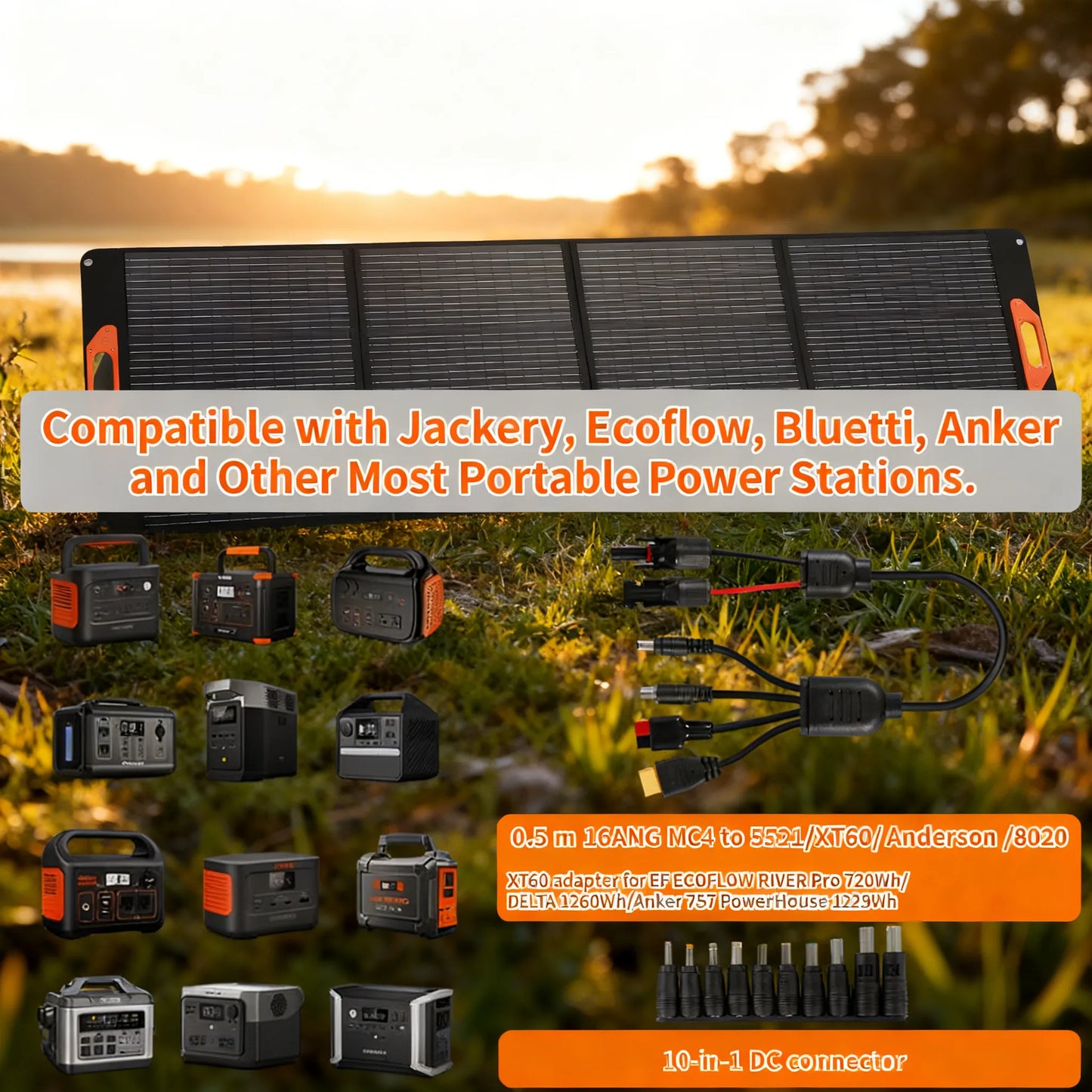 200W Universal Solar Panel, 23.5% High Efficiency & Weatherproof