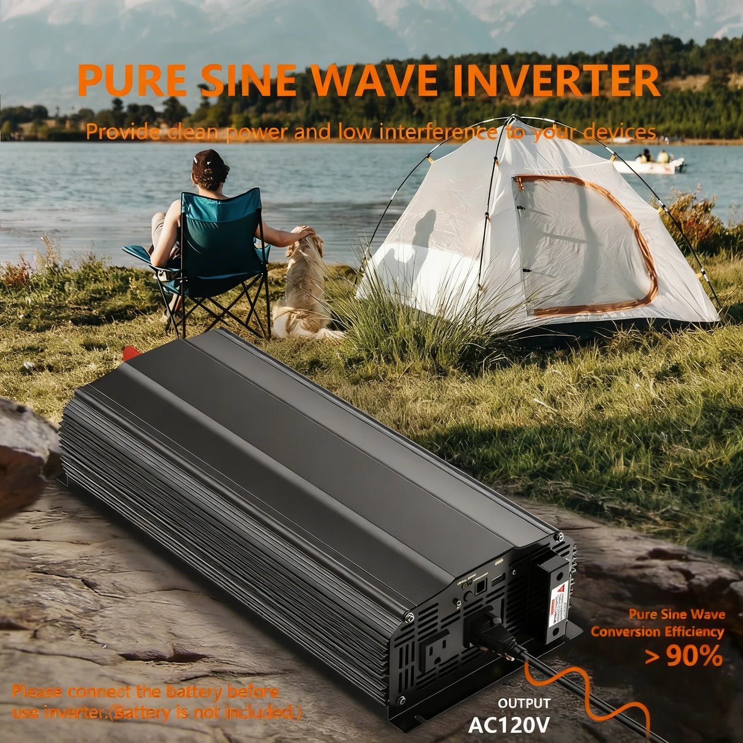 3000W Pure Sine Wave Inverter, UL Certified & Lithium Battery Compatible