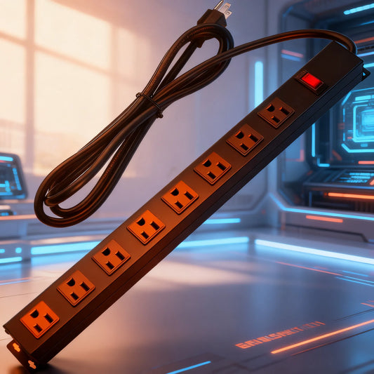 Pro-Series Metal Power Strip, 8/10/12 Outlet Options, Heavy-Duty Commercial/Industrial Use, Widely Spaced Outlets, Circuit Breaker Protected, 6 FT 14AWG Cord