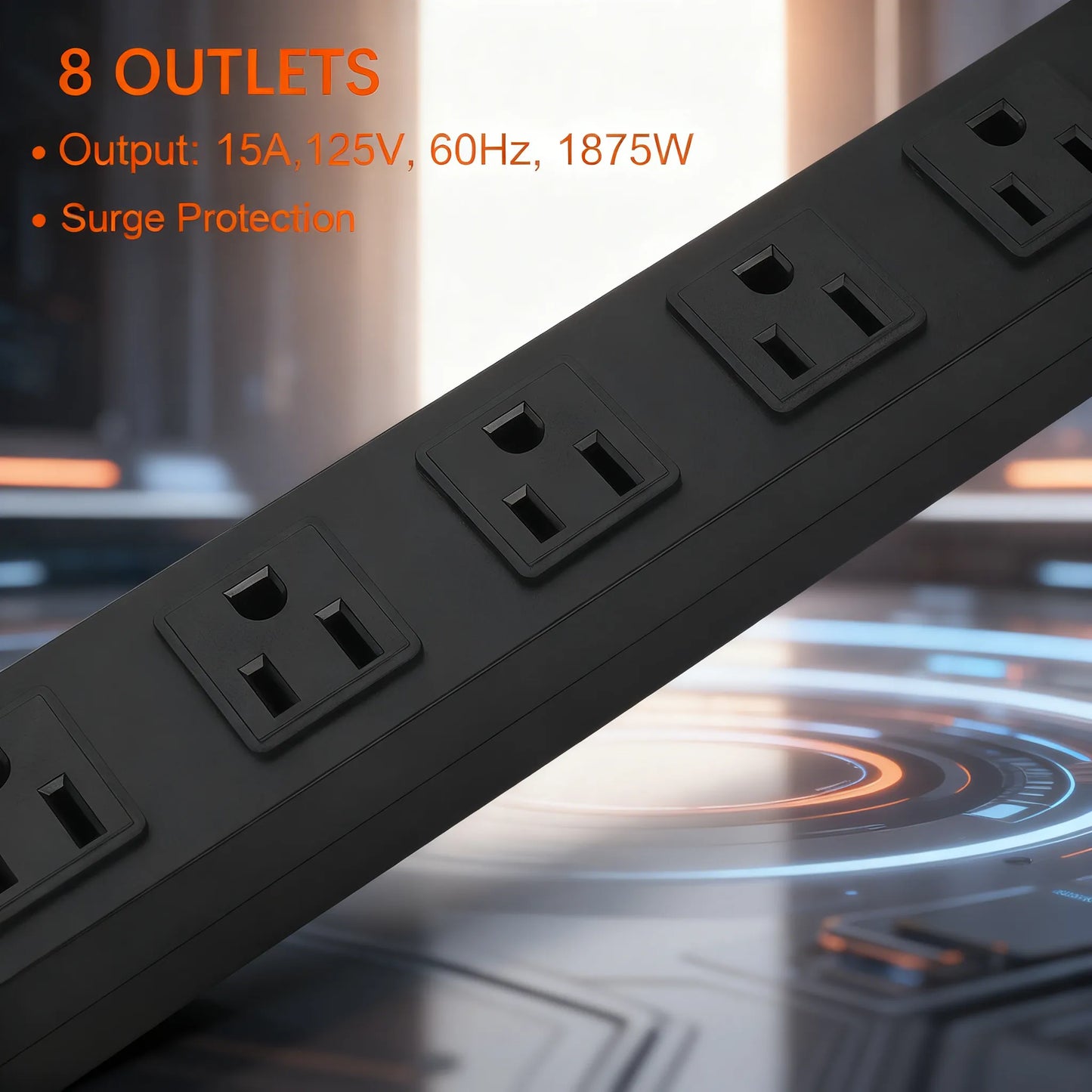 Pro-Series Metal Power Strip, 8/10/12 Outlet Options, Heavy-Duty Commercial/Industrial Use, Widely Spaced Outlets, Circuit Breaker Protected, 6 FT 14AWG Cord
