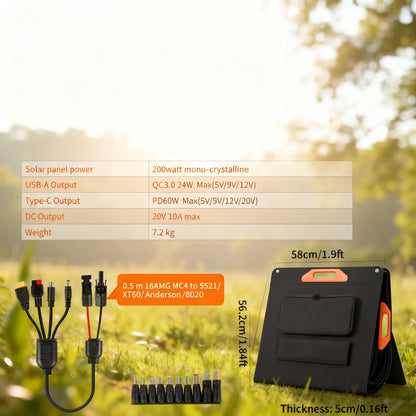 200W Universal Solar Panel, 23.5% High Efficiency & Weatherproof